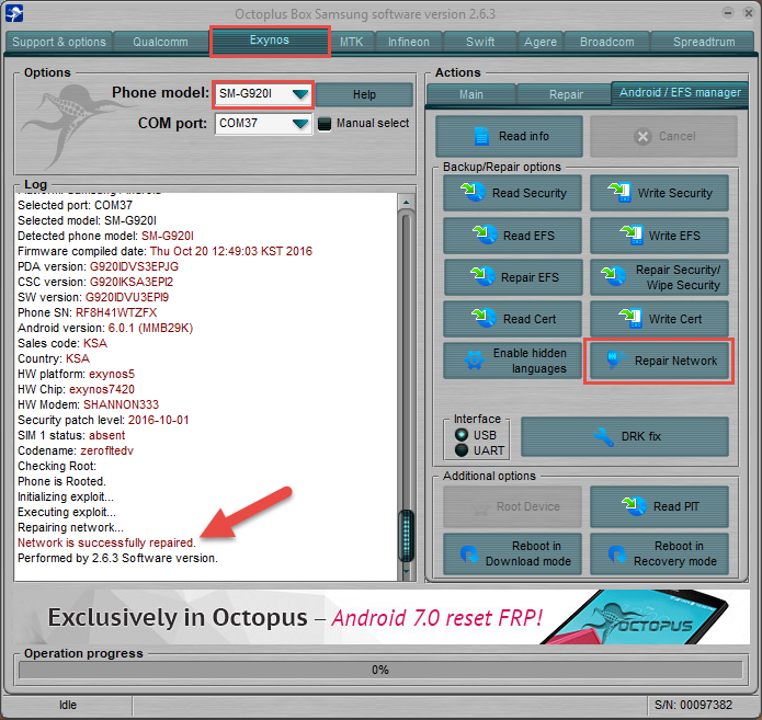 أصلاح الـ IMEI الخاص بـ الـ Samsung S6 من 350000000000006 الى السريال الأصلى .. أصلاح الـ IMEI الخاص بـ الـ Samsung S6 من 350000000000006 الى السريال الأصلى ..